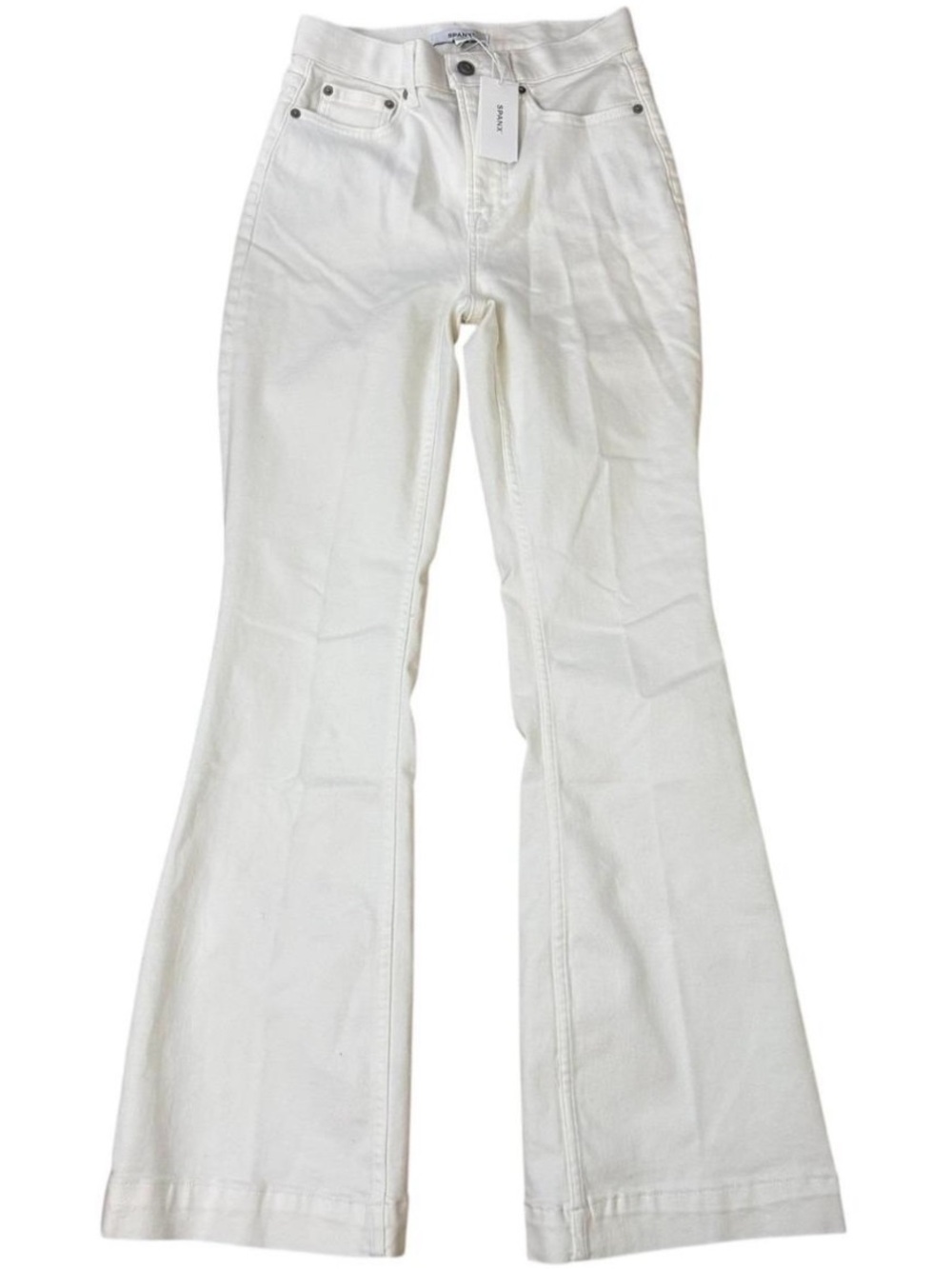 SPANX Lycra Stretch High Rise Flare White Jeans size 12